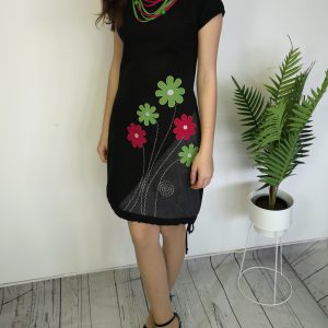 Zeleno pinki rože (kratek rokav)