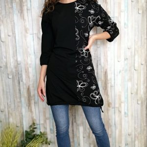 Tunika črno bele rože navpično