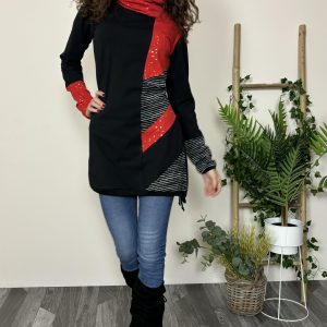 številka S - tunika rdeče bleščice